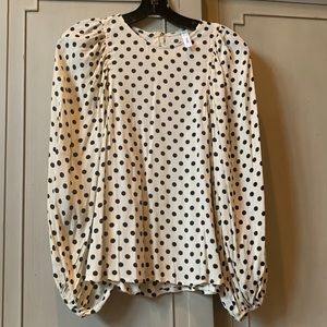 Mango Puff Sleeve Blouse Polka Dot Ivory Black 4